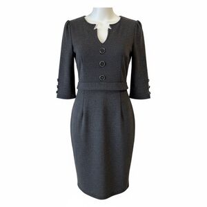 Grace Karin Women Retro Work 3/4 Sleeve Belt Button Zipper Pencil Dress Gray M